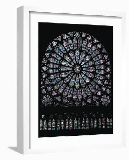 North Transept Rose Window Depicting the Virgin and Child and Old Testament Characters, 1250-null-Framed Giclee Print