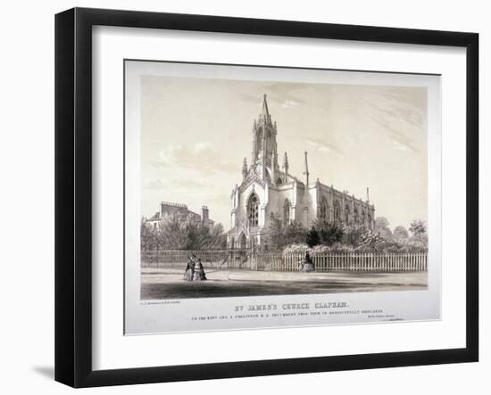 North View of the Church of St James, Clapham, London, C1850-CJ Greenwood-Framed Giclee Print