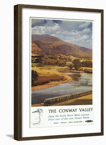 North Wales, England - Conway Valley Scene British Railways Poster-Lantern Press-Framed Art Print