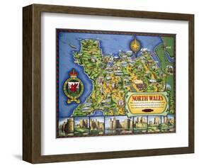 North Wales Map-null-Framed Art Print