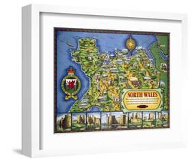 North Wales Map-null-Framed Art Print