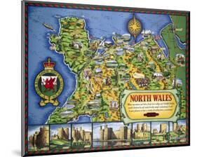 North Wales Map-null-Mounted Art Print