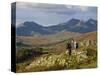 North Wales, Snowdonia; a Man and Woman Stop to Look at their Map Whilst Hiking in Snowdonia;-John Warburton-lee-Stretched Canvas