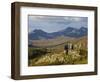 North Wales, Snowdonia; a Man and Woman Stop to Look at their Map Whilst Hiking in Snowdonia;-John Warburton-lee-Framed Photographic Print