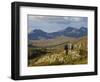 North Wales, Snowdonia; a Man and Woman Stop to Look at their Map Whilst Hiking in Snowdonia;-John Warburton-lee-Framed Photographic Print