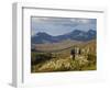 North Wales, Snowdonia; a Man and Woman Stop to Look at their Map Whilst Hiking in Snowdonia;-John Warburton-lee-Framed Photographic Print