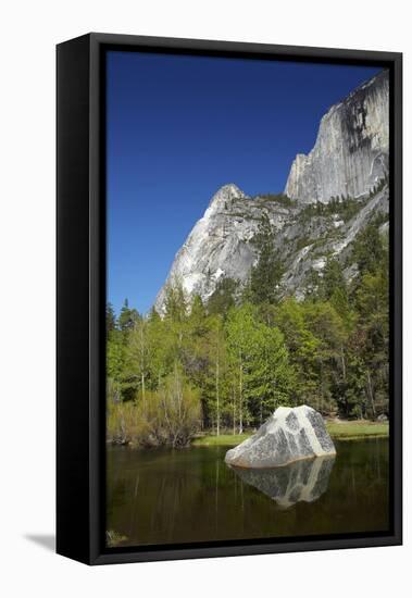 North West Face of Half Dome, and Mirror Lake, Yosemite NP, California-David Wall-Framed Stretched Canvas