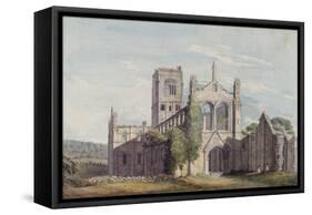 North West View of Kirkstall Abbey, 1777-Moses Griffiths-Framed Stretched Canvas