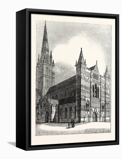 North-West View of Salisbury Cathedral-null-Framed Stretched Canvas