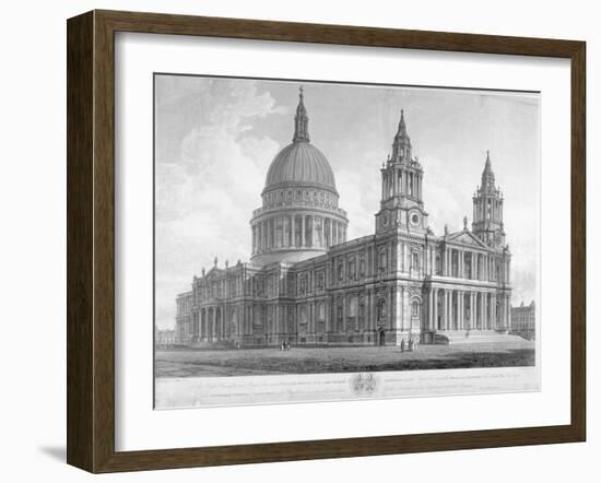 North-West View of St Paul's Cathedral, City of London, 1814-John Buckler-Framed Giclee Print