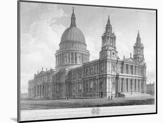 North-West View of St Paul's Cathedral, City of London, 1814-John Buckler-Mounted Giclee Print