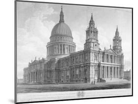 North-West View of St Paul's Cathedral, City of London, 1814-John Buckler-Mounted Giclee Print