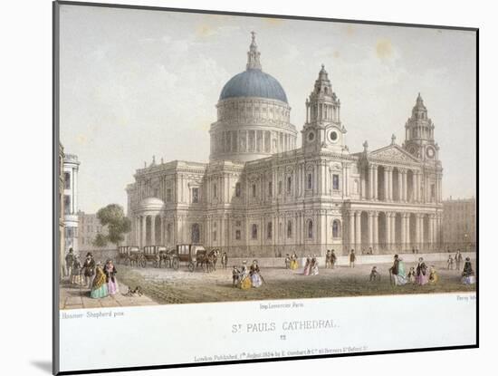 North-West View of St Paul's Cathedral with Figures Walking in Front, City of London, 1854-Christopher Wren-Mounted Giclee Print