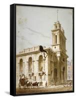 North-West View of the Church of St Mary Woolnoth, City of London, 1812-George Shepherd-Framed Stretched Canvas