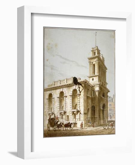 North-West View of the Church of St Mary Woolnoth, City of London, 1812-George Shepherd-Framed Giclee Print