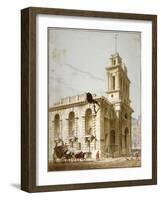 North-West View of the Church of St Mary Woolnoth, City of London, 1812-George Shepherd-Framed Giclee Print