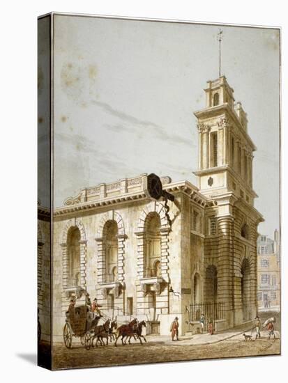 North-West View of the Church of St Mary Woolnoth, City of London, 1812-George Shepherd-Stretched Canvas