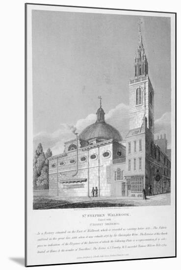 North-West View of the Church of St Stephen Walbrook, City of London, 1813-Joseph Skelton-Mounted Giclee Print