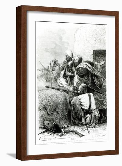 North-Western Afghan Mountain Troops Fighting Against the British, Engraved by H. Koch-Emile Antoine Bayard-Framed Giclee Print