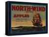 North Wind Apple Crate Label - Yakima, WA-Lantern Press-Framed Stretched Canvas