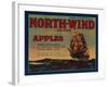 North Wind Apple Crate Label - Yakima, WA-Lantern Press-Framed Art Print