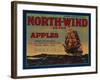 North Wind Apple Crate Label - Yakima, WA-Lantern Press-Framed Art Print