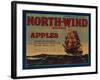 North Wind Apple Crate Label - Yakima, WA-Lantern Press-Framed Art Print