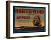 North Wind Apple Crate Label - Yakima, WA-Lantern Press-Framed Art Print