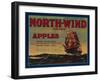 North Wind Apple Crate Label - Yakima, WA-Lantern Press-Framed Art Print