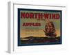 North Wind Apple Crate Label - Yakima, WA-Lantern Press-Framed Art Print