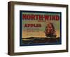 North Wind Apple Crate Label - Yakima, WA-Lantern Press-Framed Art Print