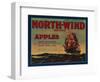 North Wind Apple Crate Label - Yakima, WA-Lantern Press-Framed Art Print