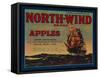 North Wind Apple Crate Label - Yakima, WA-Lantern Press-Framed Stretched Canvas