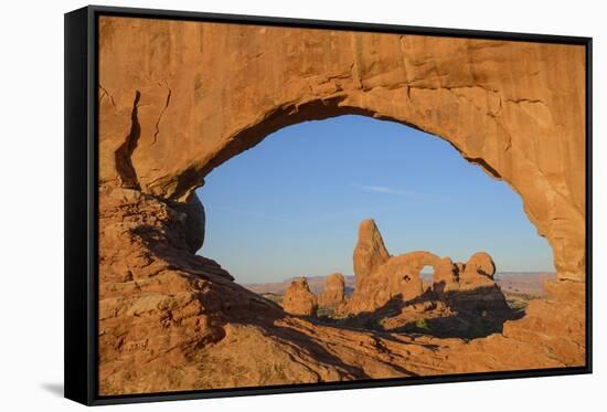 North Window and Turret Arch, Arches National Park, Utah, United States of America, North America-Gary Cook-Framed Stretched Canvas