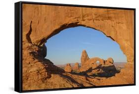 North Window and Turret Arch, Arches National Park, Utah, United States of America, North America-Gary Cook-Framed Stretched Canvas