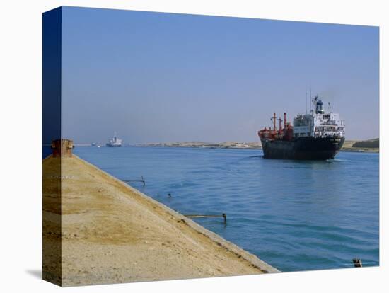 Northbound Freighter on the Suez Ship Canal, Suez, Egypt, North Africa-Anthony Waltham-Stretched Canvas