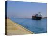 Northbound Freighter on the Suez Ship Canal, Suez, Egypt, North Africa-Anthony Waltham-Stretched Canvas