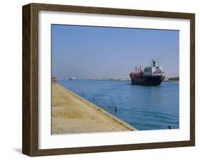 Northbound Freighter on the Suez Ship Canal, Suez, Egypt, North Africa-Anthony Waltham-Framed Photographic Print