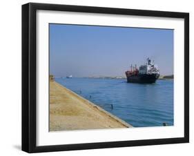 Northbound Freighter on the Suez Ship Canal, Suez, Egypt, North Africa-Anthony Waltham-Framed Photographic Print