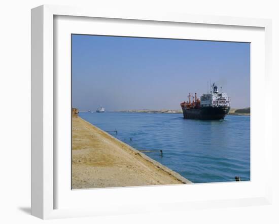 Northbound Freighter on the Suez Ship Canal, Suez, Egypt, North Africa-Anthony Waltham-Framed Photographic Print