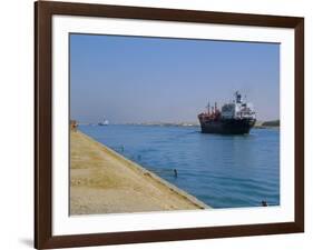 Northbound Freighter on the Suez Ship Canal, Suez, Egypt, North Africa-Anthony Waltham-Framed Photographic Print