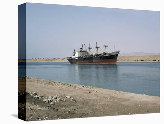 Northbound Ship, Suez Canal, Egypt, North Africa, Africa-Jack Jackson-Stretched Canvas