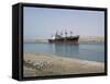 Northbound Ship, Suez Canal, Egypt, North Africa, Africa-Jack Jackson-Framed Stretched Canvas