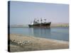 Northbound Ship, Suez Canal, Egypt, North Africa, Africa-Jack Jackson-Stretched Canvas