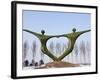 Northeast China, Harbin City, Modern Art Sculpture Statue of People Holding Hands in Heart Shape-Christian Kober-Framed Photographic Print