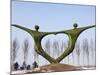 Northeast China, Harbin City, Modern Art Sculpture Statue of People Holding Hands in Heart Shape-Christian Kober-Mounted Photographic Print