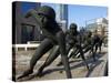 Northeast China, Heilongjiang Province, Harbin, A Statue of Female Ice Speed Skaters, China-Christian Kober-Stretched Canvas