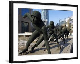 Northeast China, Heilongjiang Province, Harbin, A Statue of Female Ice Speed Skaters, China-Christian Kober-Framed Photographic Print