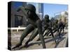Northeast China, Heilongjiang Province, Harbin, A Statue of Female Ice Speed Skaters, China-Christian Kober-Stretched Canvas