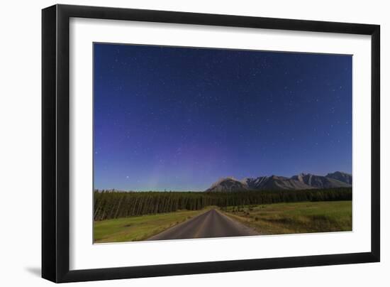 Northern Autumn Constellations Rising over a Road in Banff National Park, Canada-null-Framed Photographic Print